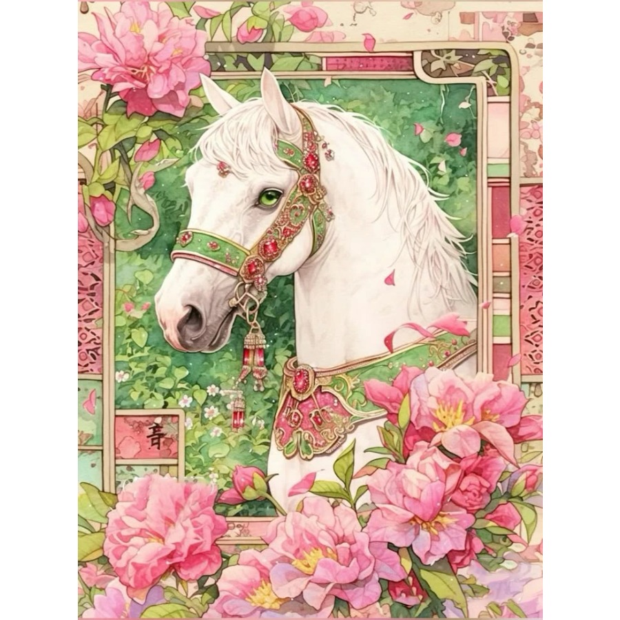 Resin Art Work - Diamond Painting White Horse with Chunfang