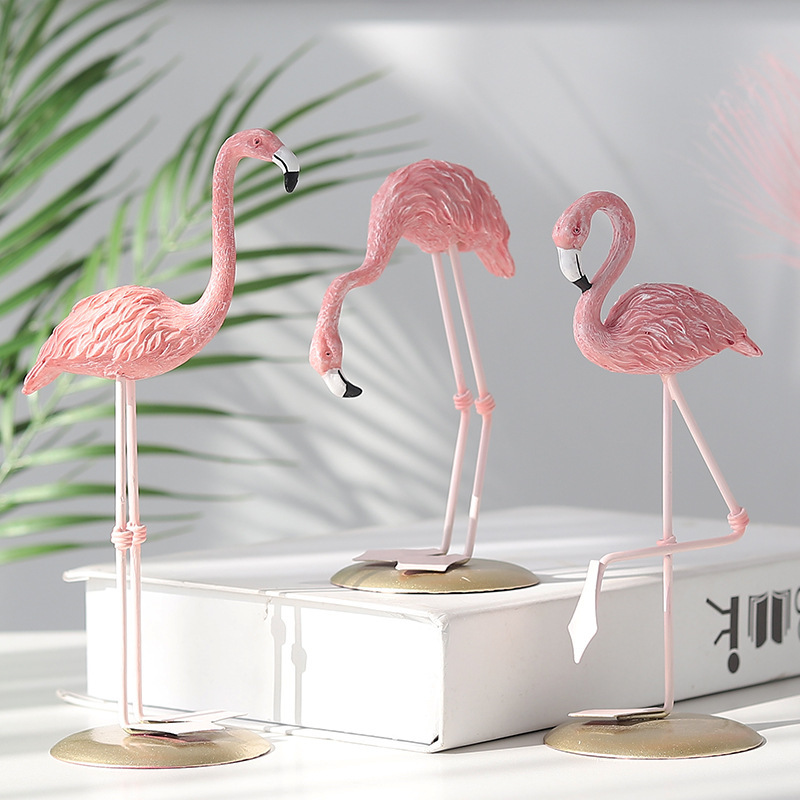 3PCS Pink Flamingo Figurines T - Resin Art Wedding Gift 评论和价格