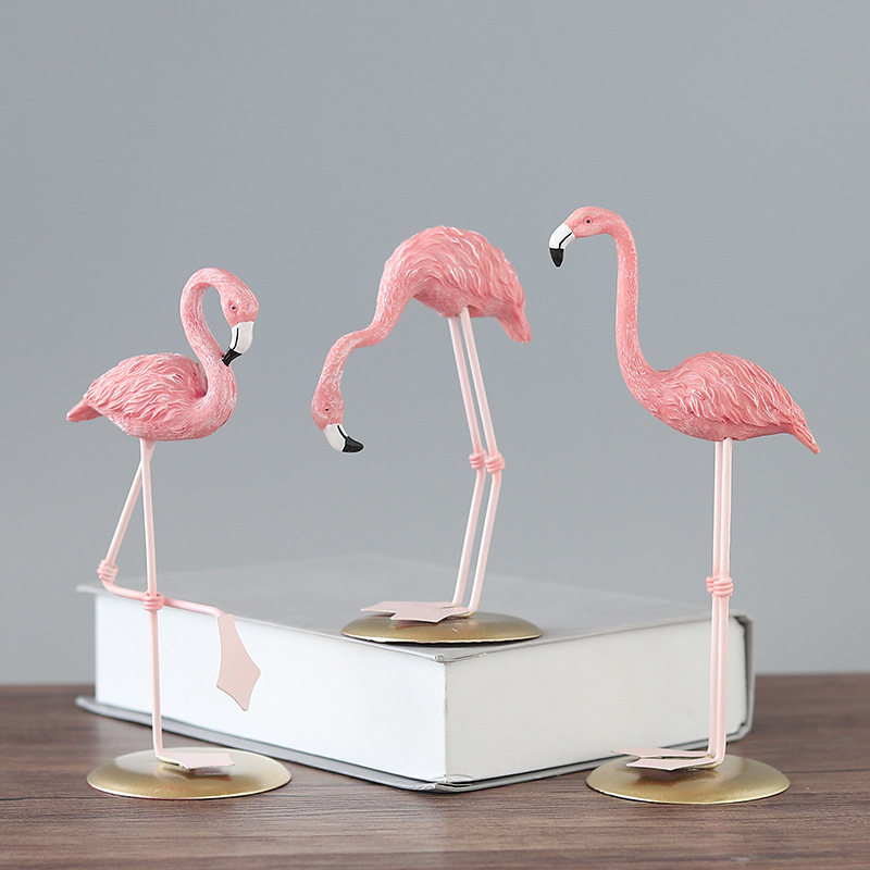 3PCS Pink Flamingo Figurines T - Resin Art Wedding Gift 评论和价格