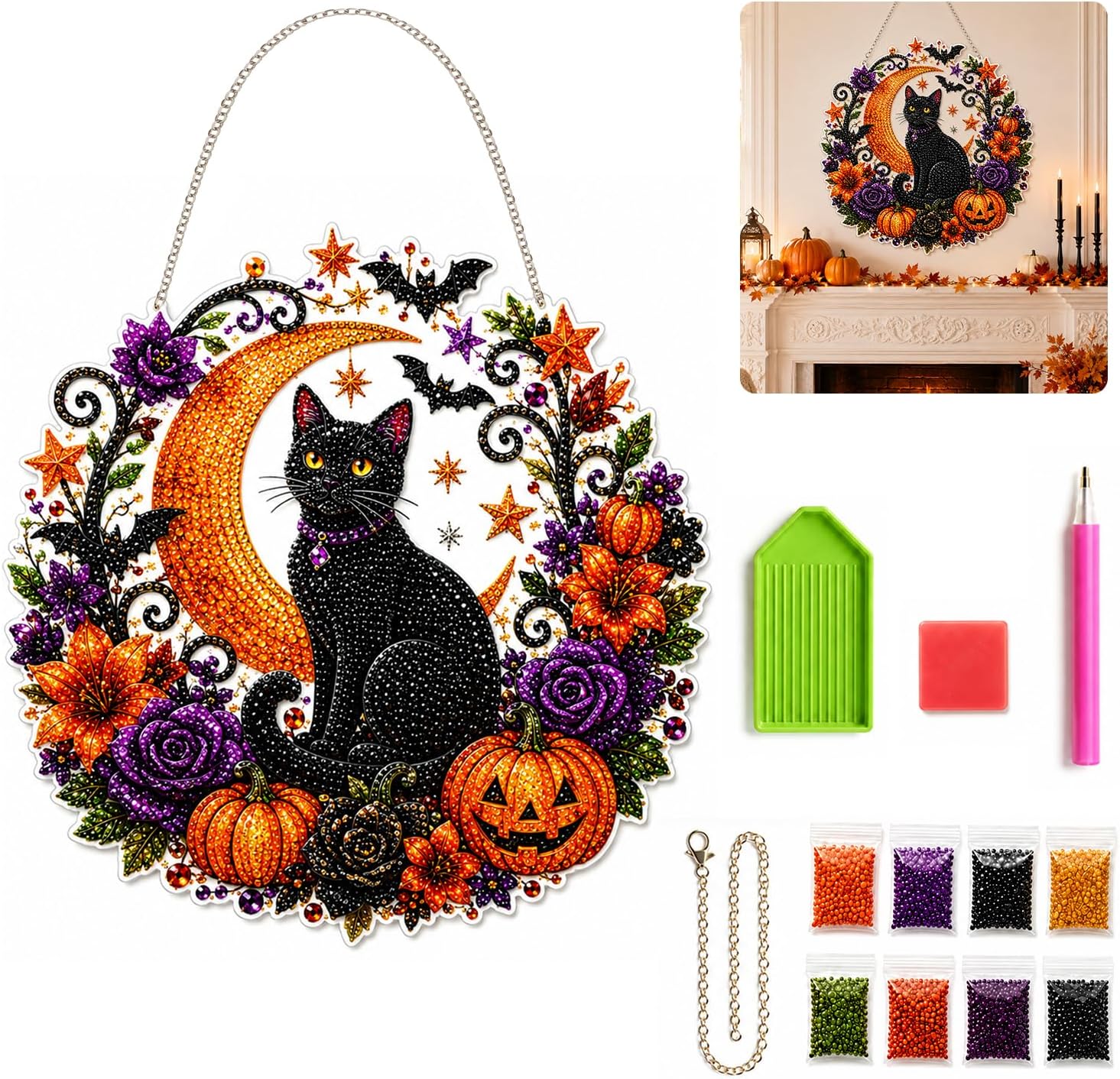 Halloween Pumpkins Diamond Art - Resin Art Work 评论和价格