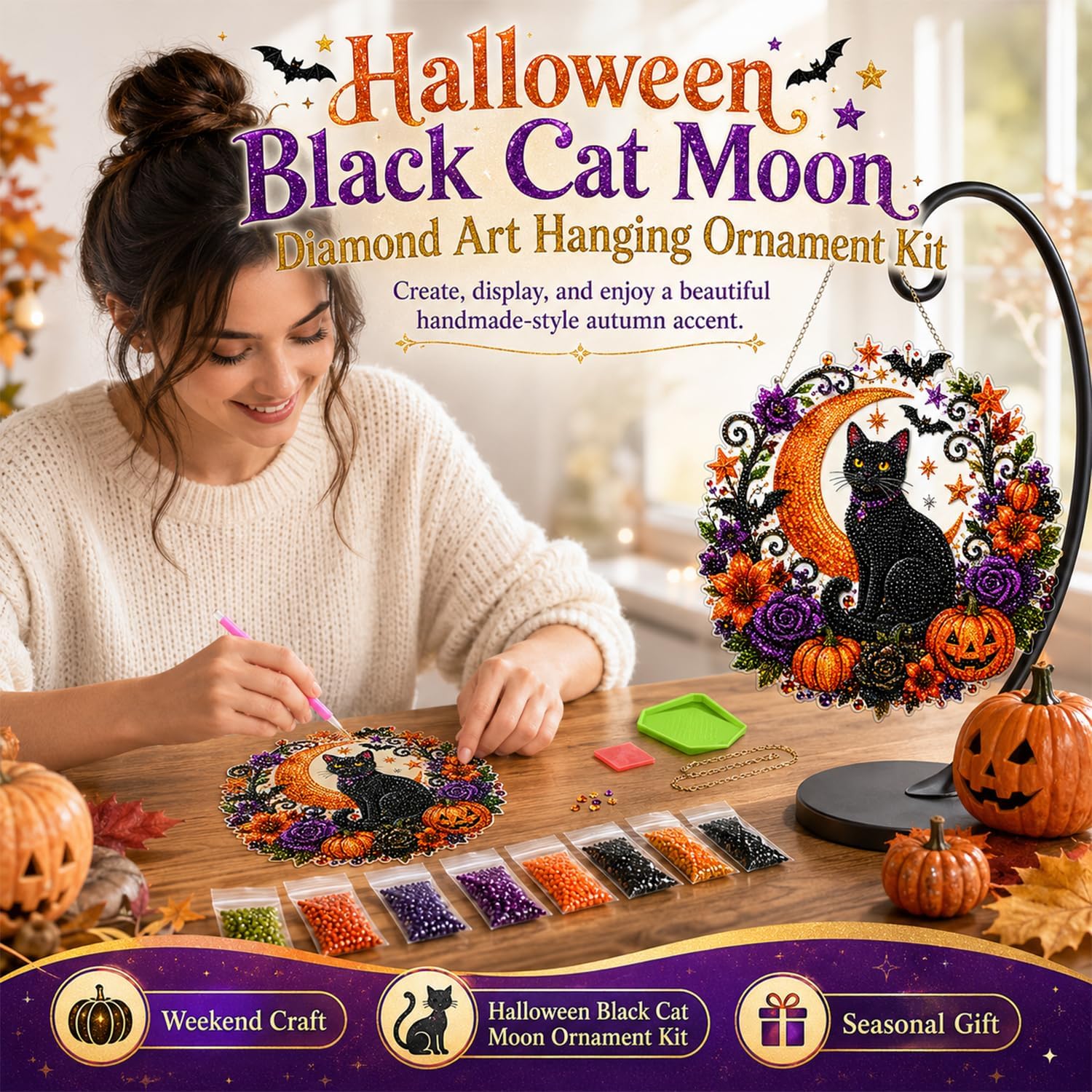 Halloween Pumpkins Diamond Art - Resin Art Work 评论和价格
