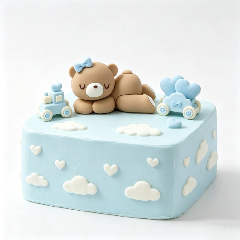 3D Pink Blue Bear Cake Topper  - Resin Art Baby 评论和价格