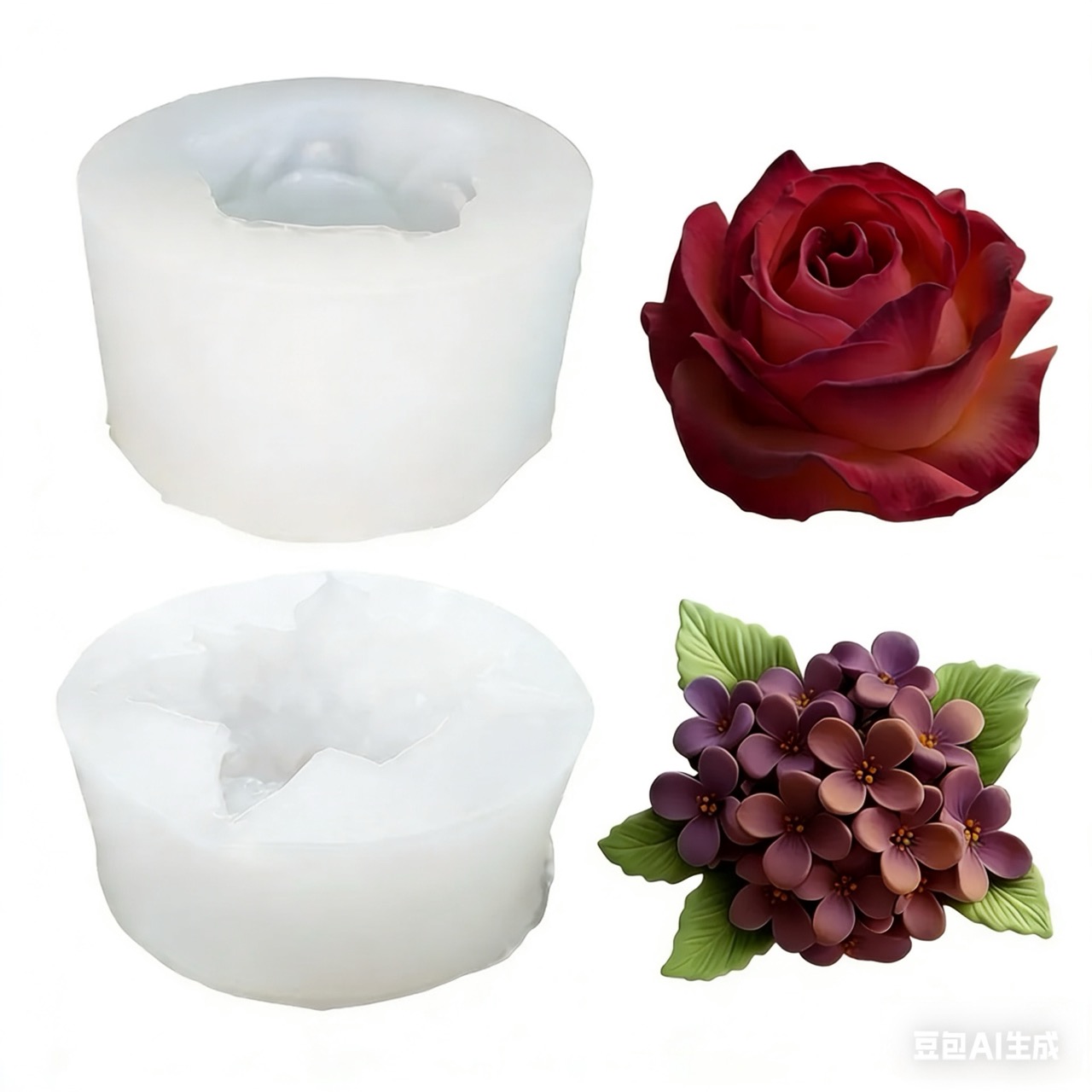 2-Piece 3D Rose and Lilac Sili - Resin Art Wedding Gift 评论和价格