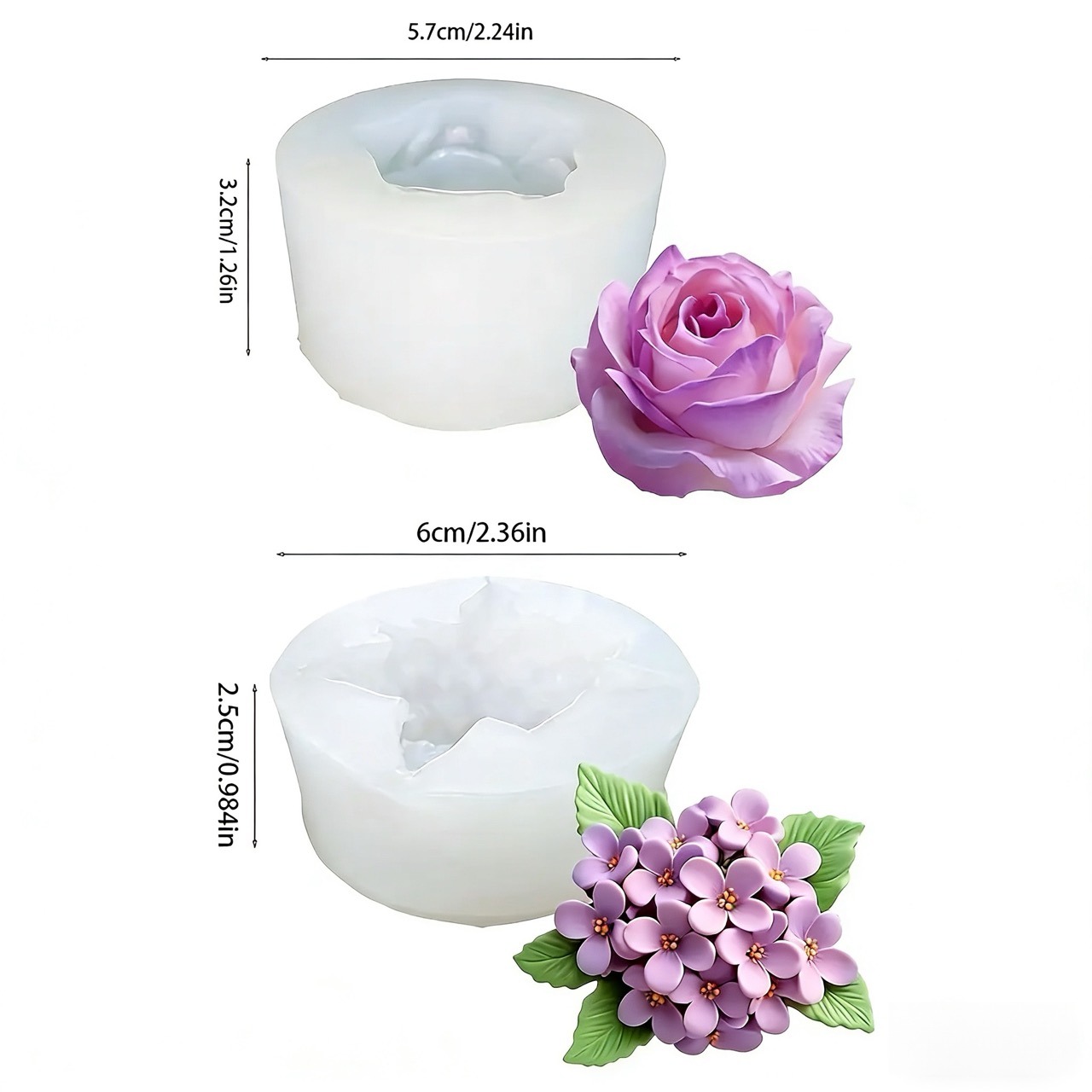 2-Piece 3D Rose and Lilac Sili - Resin Art Wedding Gift 评论和价格