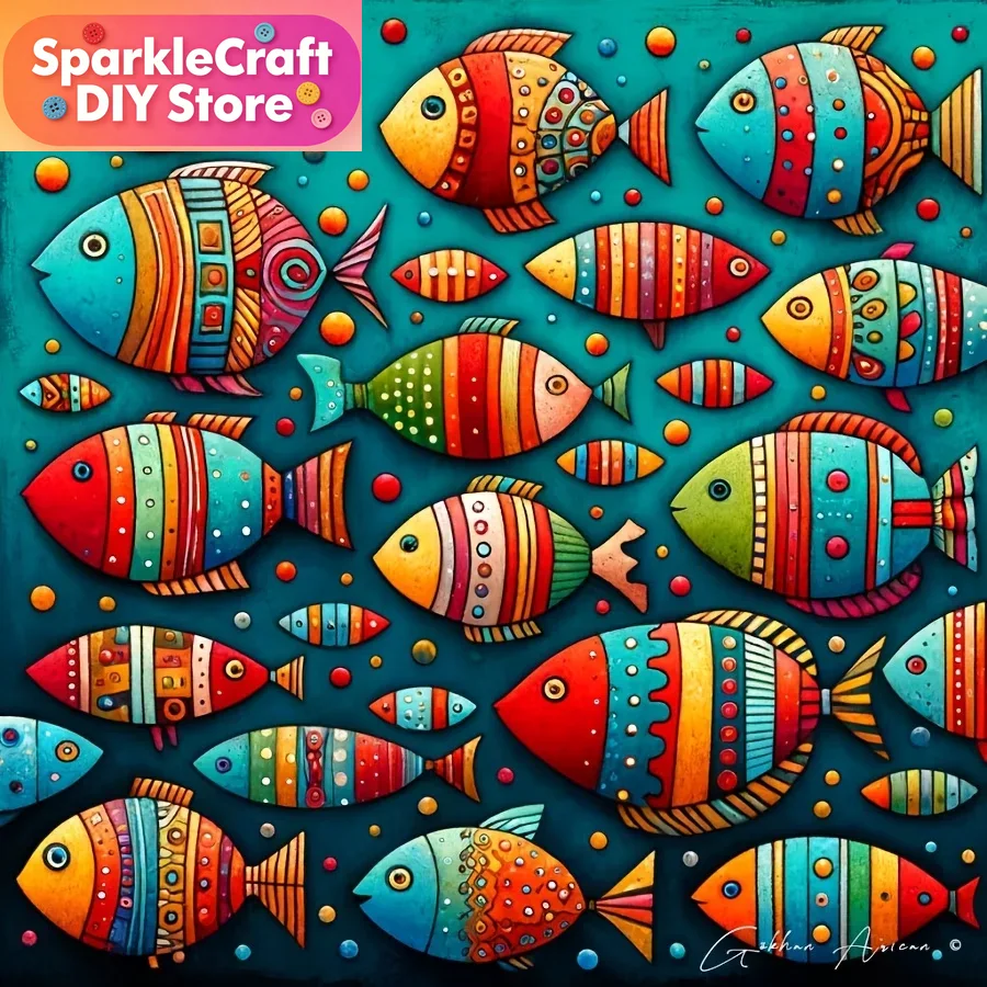 Colorful Whimsical Fish School - Resin Art Work 评论和价格